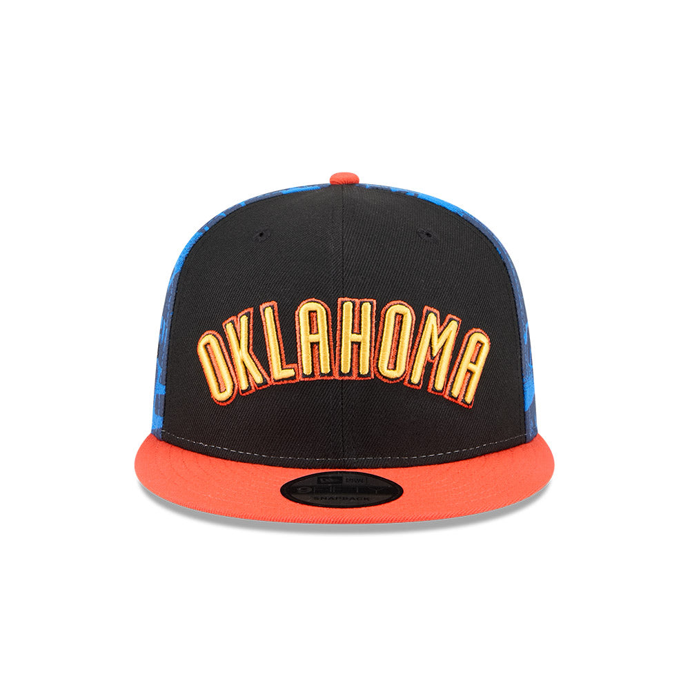 Oklahoma City Thunder Youth Kids Hat - JR NBA 2024-2025 City Edition Black Orange 9Fifty Snapback Cap - New Era